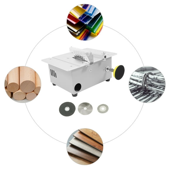 Aluminum Metal Mini Table Saw with Clear Scale  240W Power Supply, 3.28ft Cord, 3.31lbs Net Weight  for Hobby Workshops