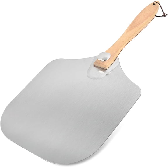 Aluminum Metal Pizza Peel with Foldable Wooden Handle,Aluminum Pizza Peel,Pizza Paddle Foldable Pizza Spatula Paddle for Oven,Baking Homemade Bread