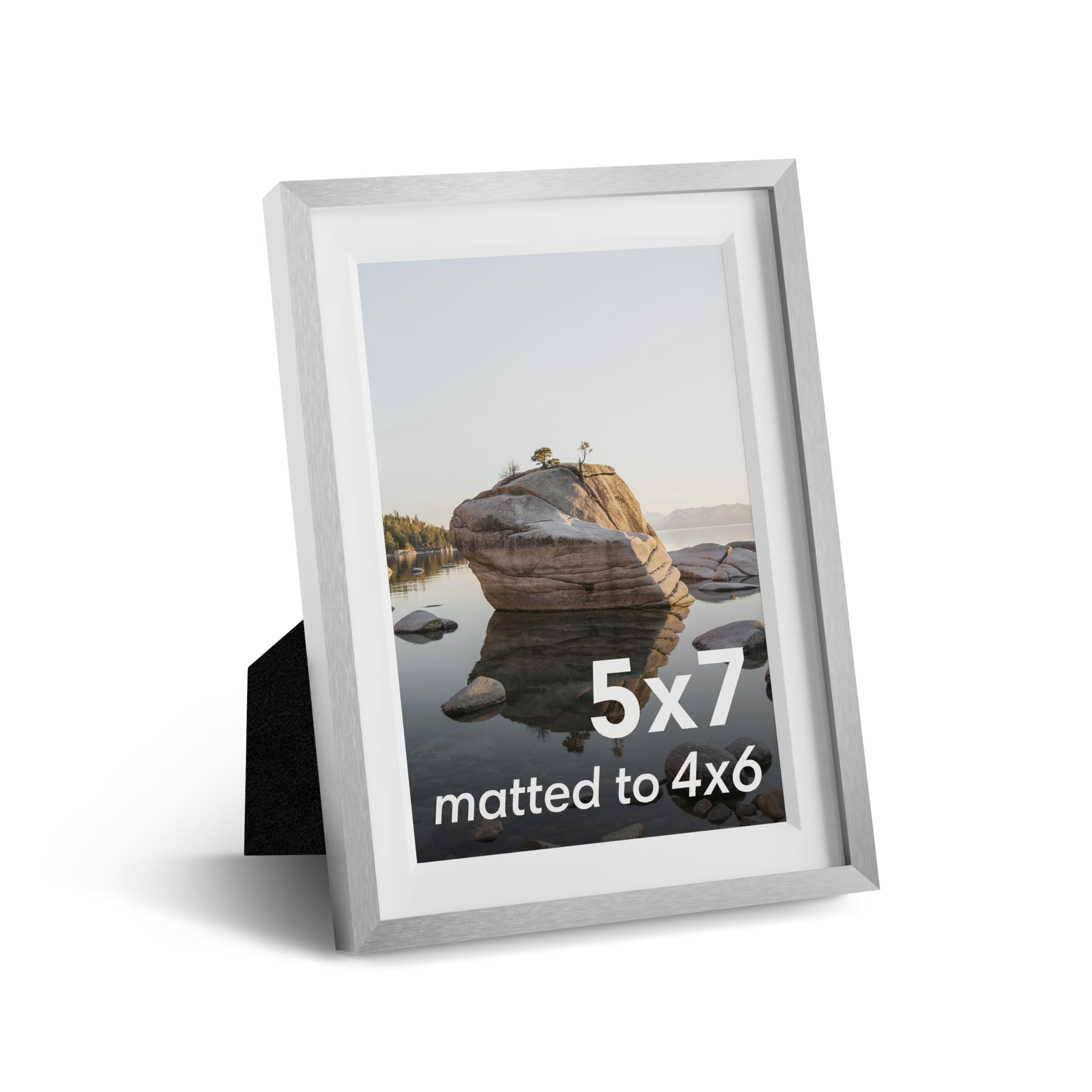 Silver Aluminum 5x7 Picture Frame with Real Glass
