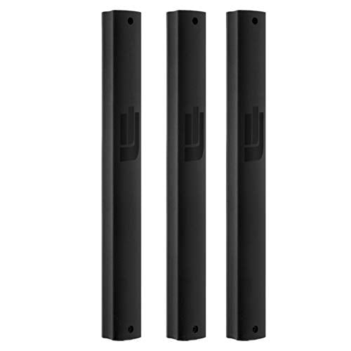 HolYudaica 3-Pack Black Gray Aluminum Mezuzah Case - Easy Peel & Stick, Weatherproof For 5/12cm Scrolls