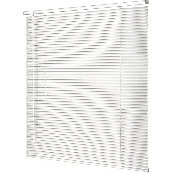 Aluminum Mini Blinds 1 Inch Metal Slat Darkening Venetian Blind Horizontal Window Shades For Office Home Windows Custom Size Cordless Blinds(White)