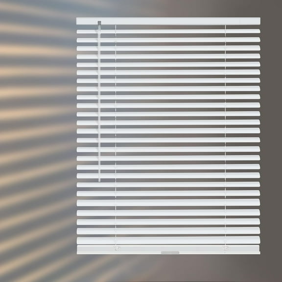 Aluminum Mini Blinds for Windows Cordless Horizontal Window Shades for Light Adjustment, Metal Venetian Blinds Waterproof for Bedroom, Bathroom, 52" W x 64" H, White