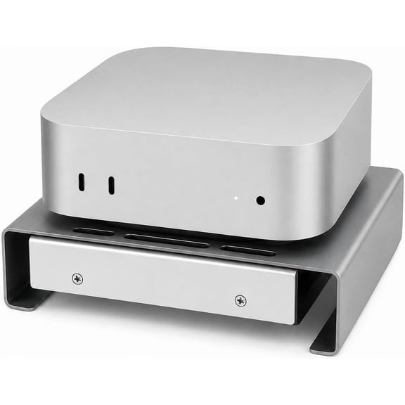 Aluminum Mini PC Cooler Stand with 120mm Fan | Desktop Cooling Base for Mac Mini, Router, Modem, Network Switch & TV Box - Heavy Duty Thermal Stand, USB Powered, Silver