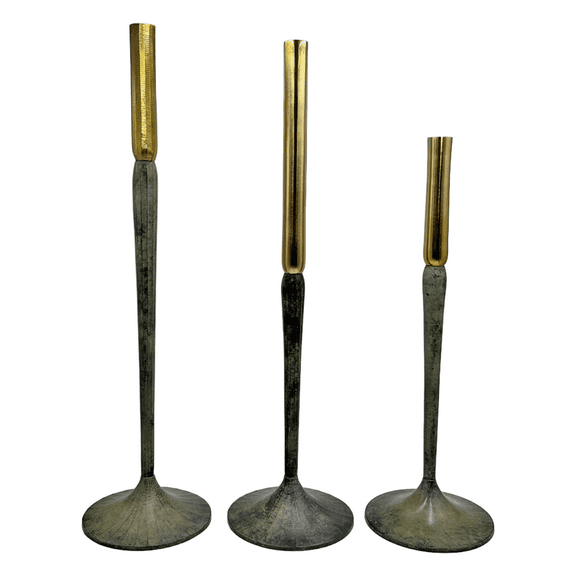 Aluminum Modern Gold Decorative Candle Holders, 3-Piece Set