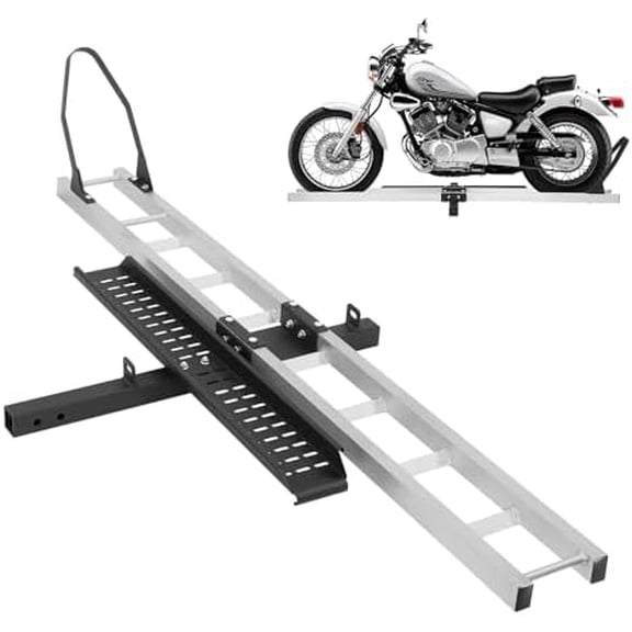 Aluminum Motorcycle Carrier, 400 Lbs Capacity Hitch-Mounted Dirt Bike Rack, Heavy Duty Hitch Mounted Scooter Dirt Bike Rack, Anti-Tilt Locking Device - Loading Ramp Device$$Sport & Recreation Other