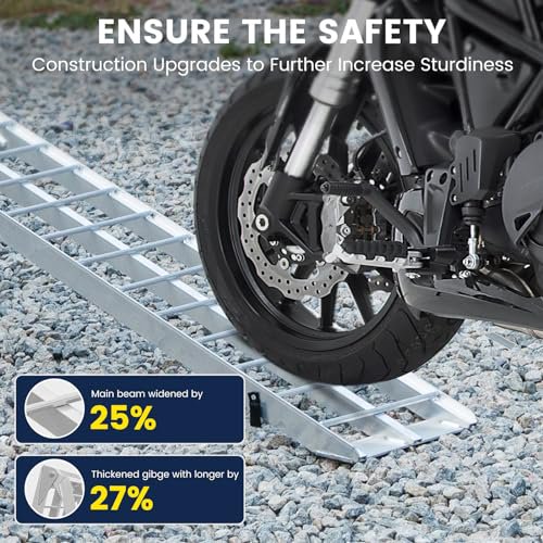Aluminum Motorcycle Ramps 850 Lbs, 7.5ft Folding Loading Ramps for