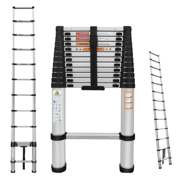 Aluminum Multi-Purpose Telescoping Ladder 16.4ft Extension Folding Ladder, 330lbs Max Load, Portable Collapsible Ladder for Home Office RV Roof, Adjustable Height, EN131 Certificated