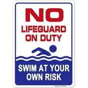 Aluminum No Lifeguard On Duty Swim At You Own Risk Pool Sign, 12inx8in Fade Resistance, Indoor/Outdoor Use Metal Sign