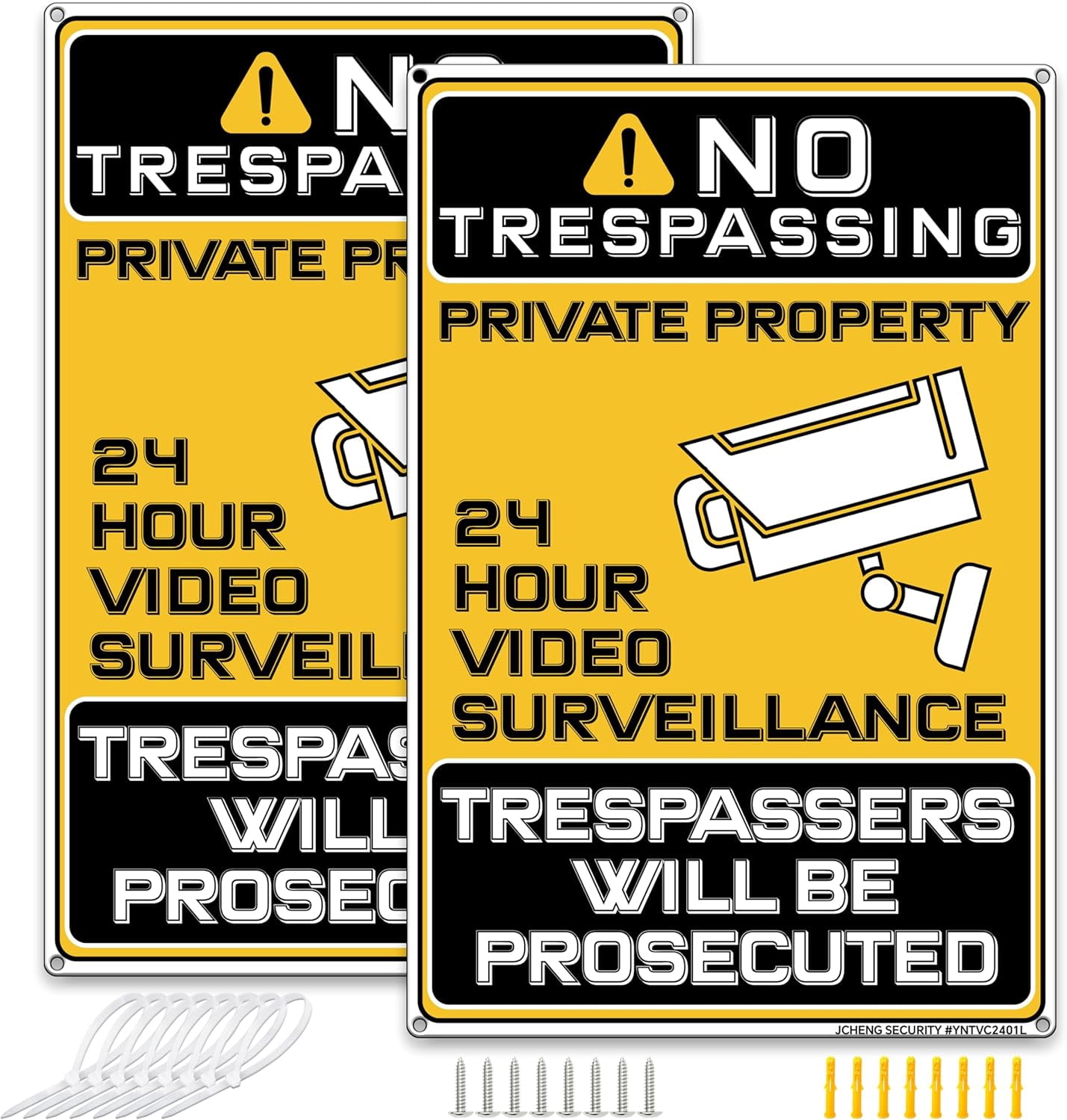Aluminum No Trespassing Sign 2 Pack 8x12 Inch Weatherproof, Reflective ...
