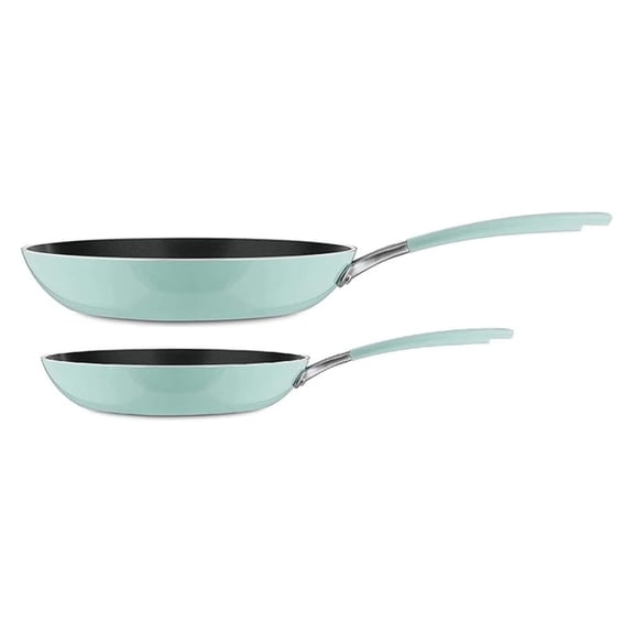 Aluminum Nonstick 10" and 12" Skillets Twin Pack Fry pans, Heavy-Gauge 4.0 Stainless Steel Base Induction Dishwasher Oven Safe, Ice Blue