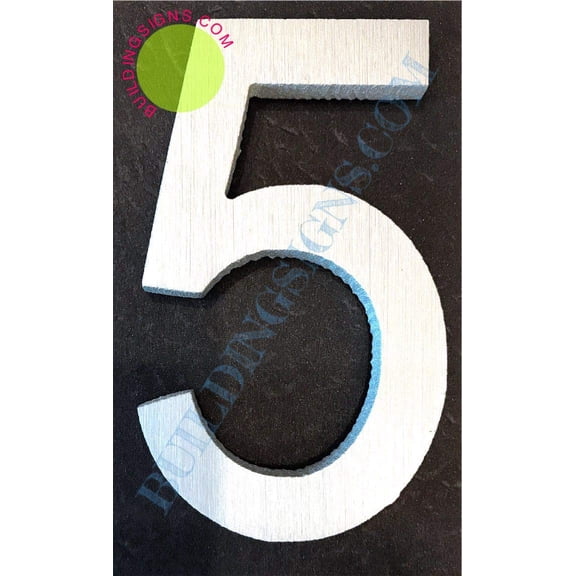 Aluminum Number 5 Sign (Brush Silver,Double Sided Tape, Rust Free, 2.75 inch)-LGANTE NUMRO DE Porte BROSSE Artiste (ref-2201)