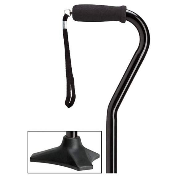 Aluminum Offset Cane Blk w/ Able Tripod Base Adj 30"-39"-9-2040-08