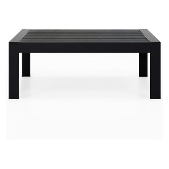 Aluminum Outdoor Coffee Table, All-Weather Rectangle Metal Patio Coffee Table Furniture for Balcony, Garden, Indoor or Outdoor Use, Black