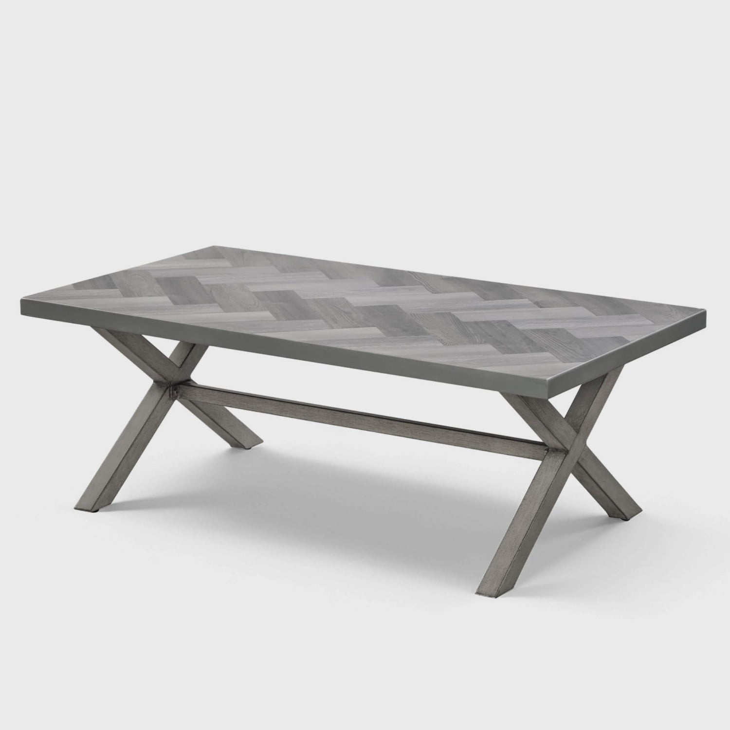 Aluminum Outdoor Coffee Table, Never Rust Rectangular Patio Coffee Table with Resin Top, All-Weather Outdoor Furniture Table for Patio, Poolside, Garden, Balcony, Porch, Dark Gray