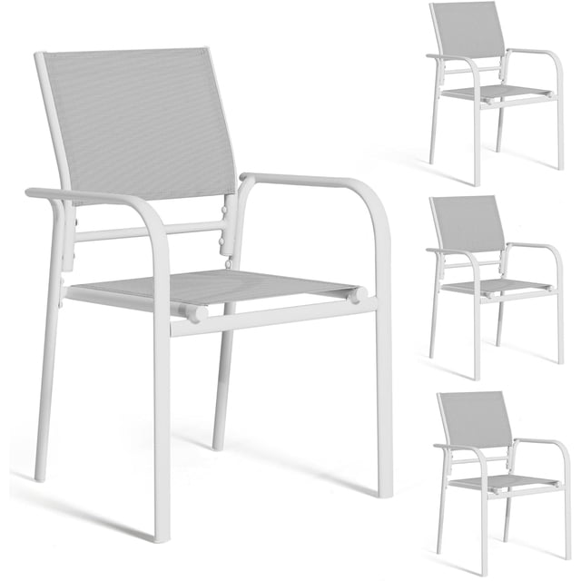 Aluminum Outdoor Dining Chairs Set Of 4, Patio Dining Chairs With