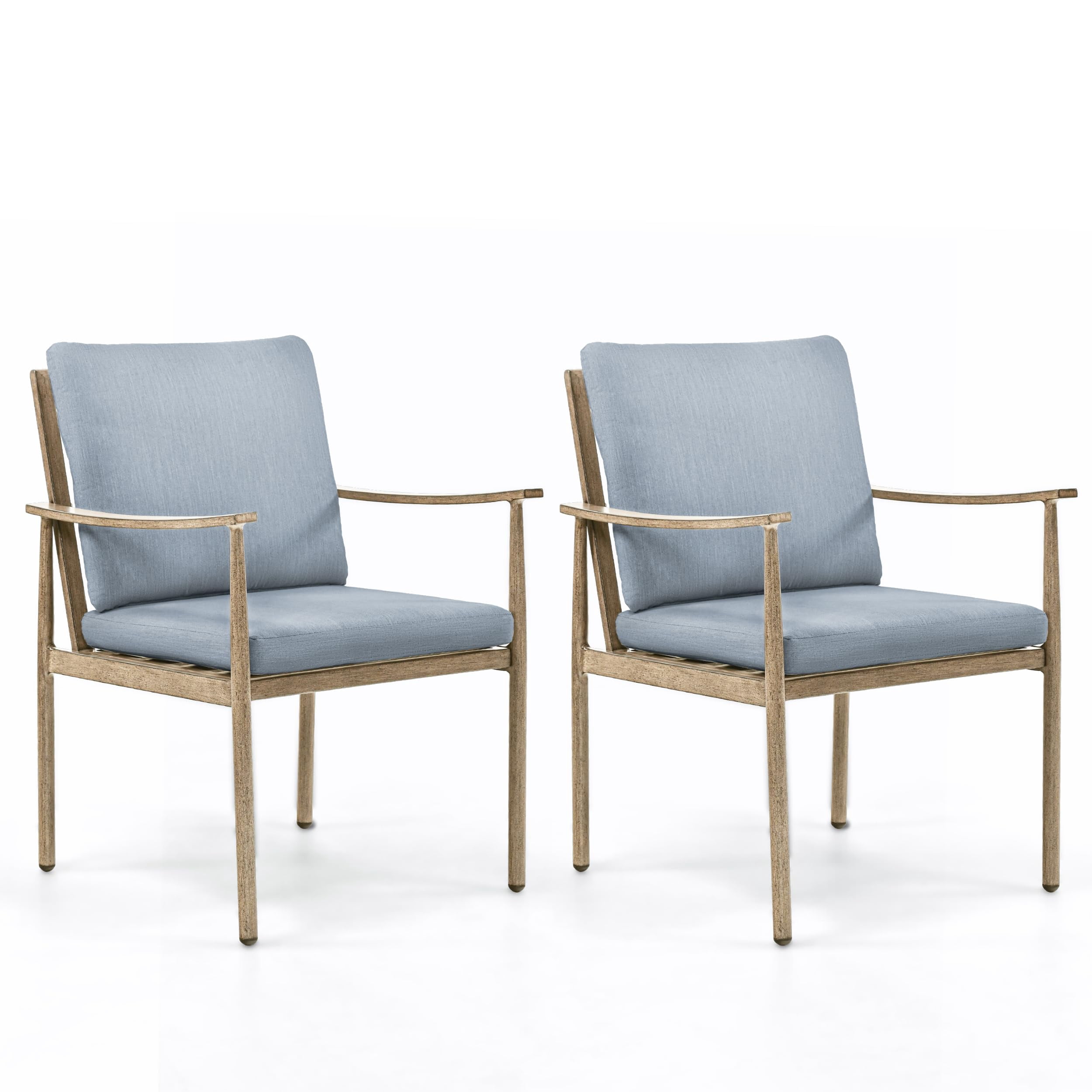 Aluminum Outdoor Dining Chairs Set of 2, Patio Dining Chairs with Cushion, Backrest and Armrest