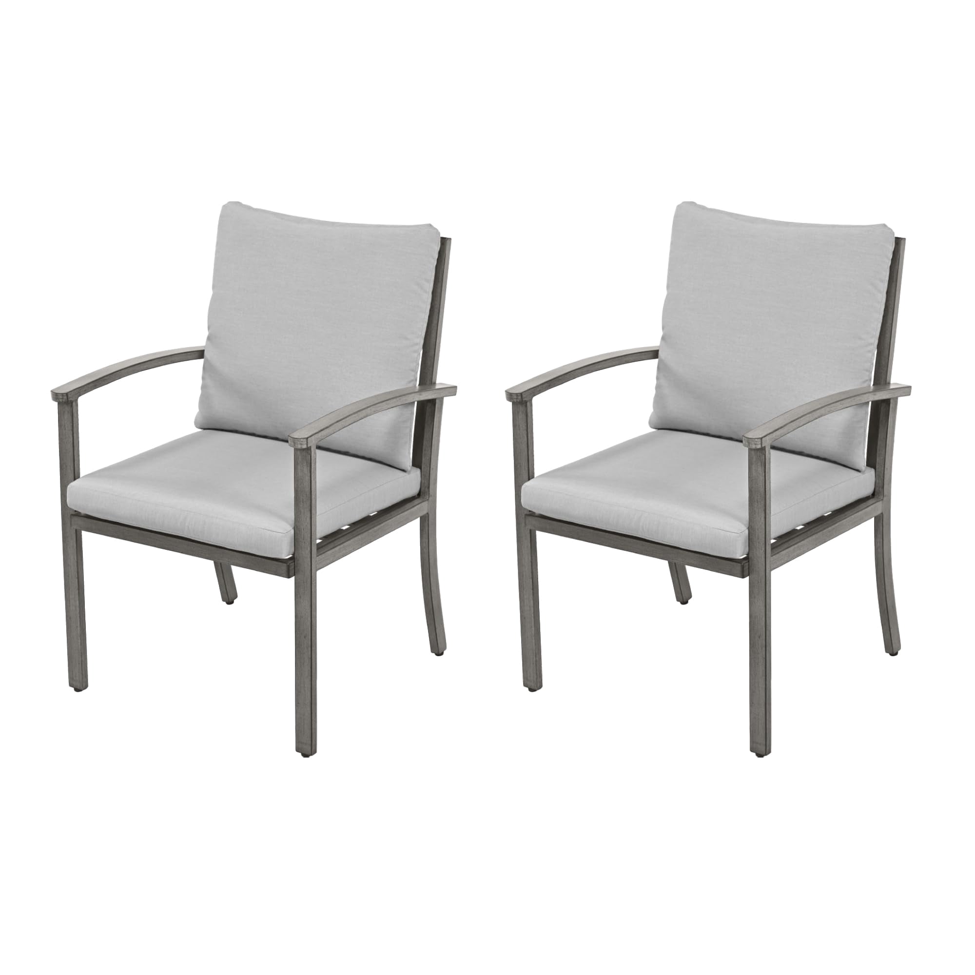 Aluminum Outdoor Dining Chairs Set of 2, Patio Dining Chairs with Cushion, Backrest and Armrest