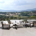 thumbnail image 1 of Aluminum Outdoor Patio Furniture Set 5 Seat, Patio Conversation Set with Durable Mesh Rope Weaving, Wide Armrests and Seats, Metal Sofa Set for Patio Grey, 1 of 7