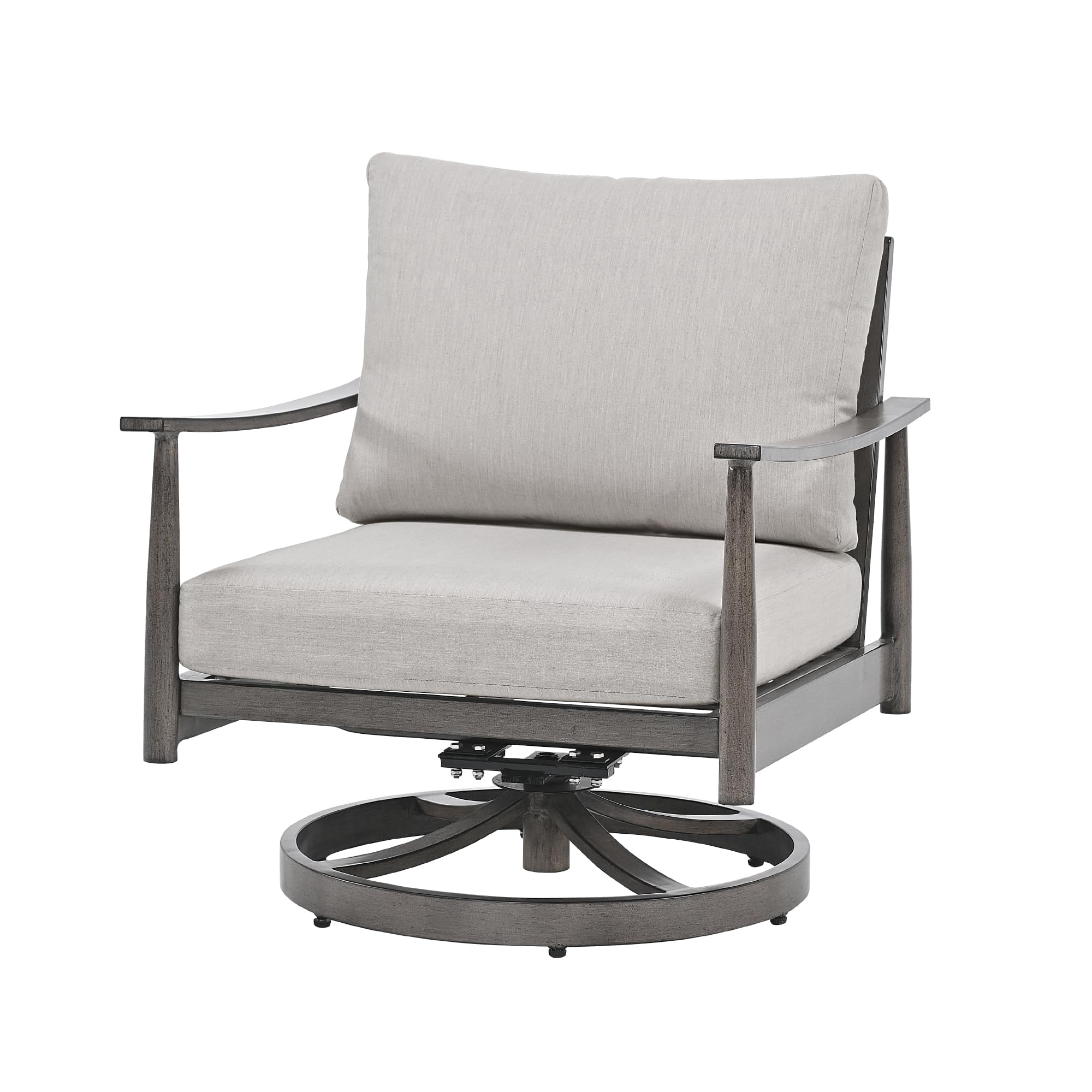 Aluminum Outdoor Patio Swivel Sofa Chair with Thick Cushion and Rope Backrest