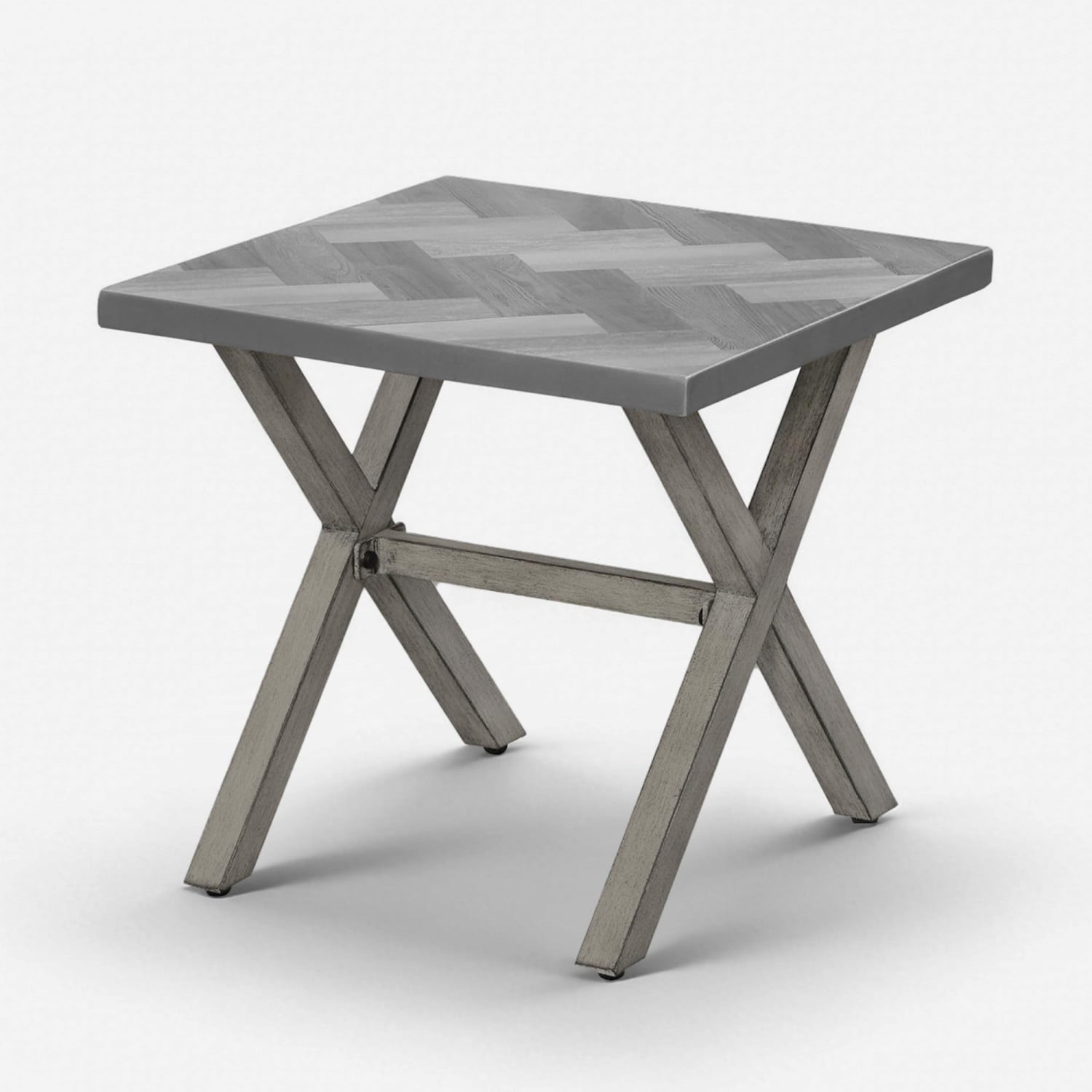 Aluminum Outdoor Side Table, Anti-Rust Square Patio End Table with Resin Top, Modern Weather-Resistant Outdoor Side Table for Yard, Garden, Poolside, Balcony, Porch, Dark Gray