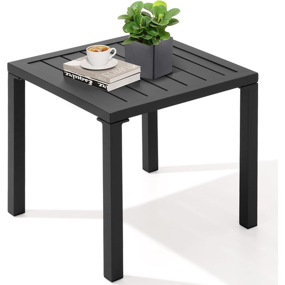Aluminum Outdoor Side Table, Pool Lounge Chair Side Table, Weather Resistant Small Square Coffee End Table for Patio, Yard, Garden, Porch, Deck, Indoor, Outdoor