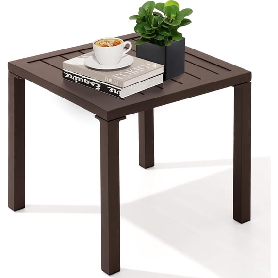 ANHXN Aluminum Outdoor Side Table, Pool Lounge Chair Side Table, Weather Resistant Small Square Coffee End Table for Patio, Yard, Garden, Porch, Deck, Indoor, Outdoor