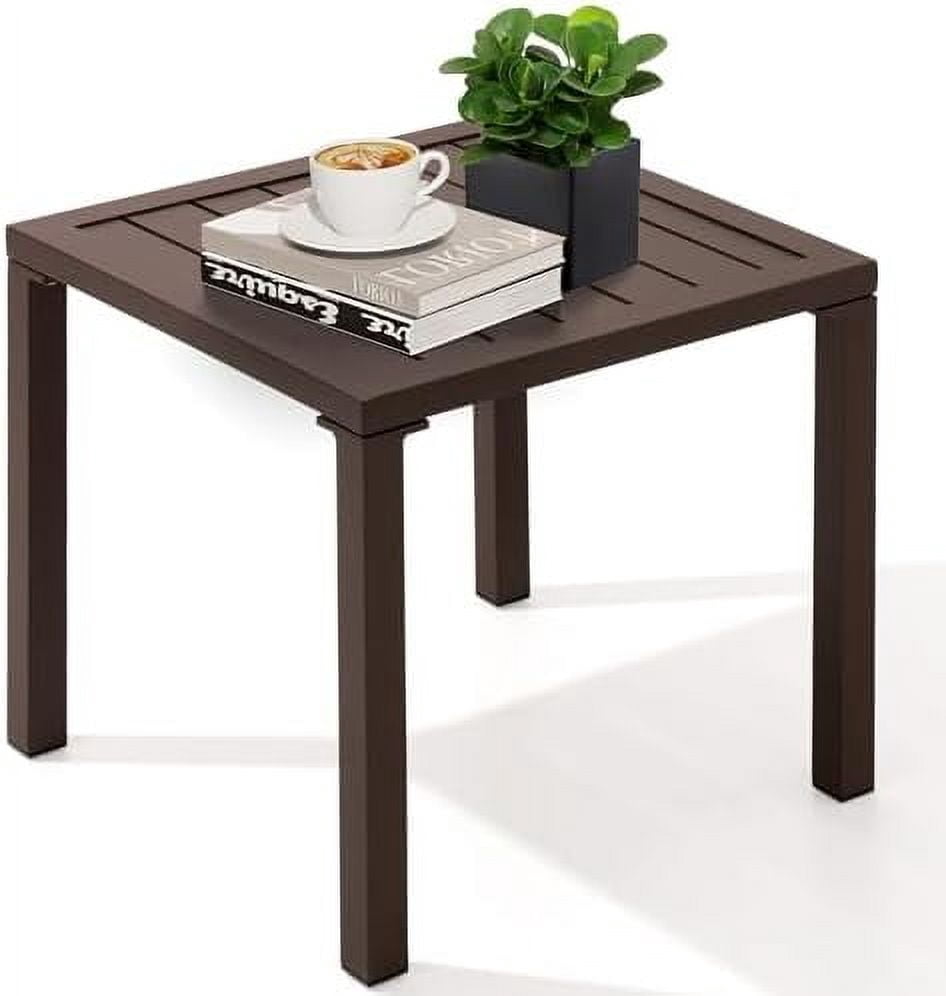 Aluminum Outdoor Side Table, Pool Lounge Chair Side Table, Weather Resistant Small Square Coffee ...