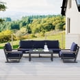 thumbnail image 1 of Aluminum Outdoor Sofa,5 Seats Modern Patio Furniture Set,Sectional Sofa Conversation Set with Coffee Table, Upgraded Washable Cushions for Garden Backyard,Grey, 1 of 8