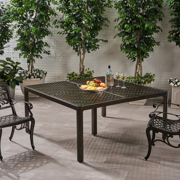 Aluminum Outdoor Table | Ideal for Starry Night Outdoor Dinners | Lightweight and Stable Cast Frame | Seats a Large Group