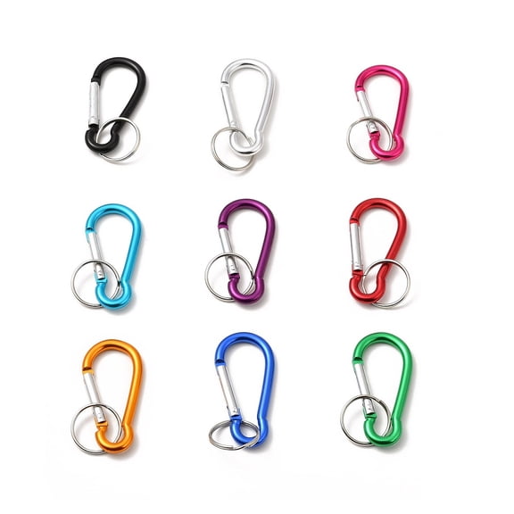 Aluminum Oval Carabiner Keychain with Iron Clasps Mixed color 60.5x29mm