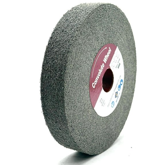 Aluminum Oxide Non Woven Nylon Convolute Deburring Polishing Wheel EXL 8A Medium 6"X 1"X 1" (1 Pack)