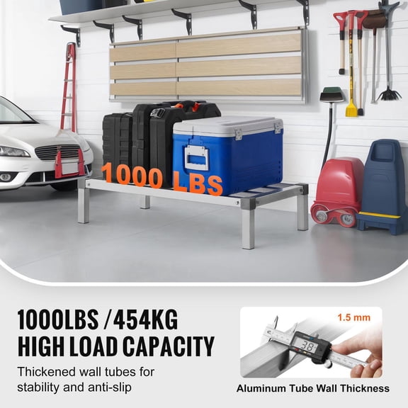 Aluminum Palletized Shelving 36x20 Commercial Food Floor Stand Storage Rack 8 Feet High 1000 lbs Capacity All Welded for Restaurant Kitchen Garage Vehicle