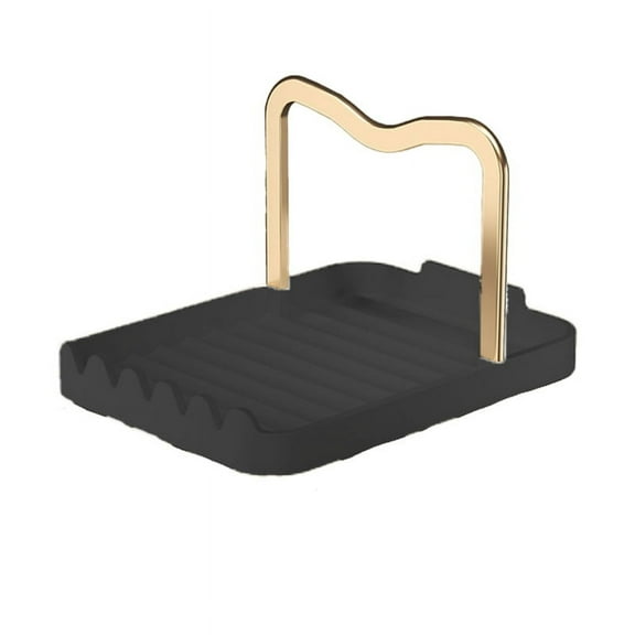 Aluminum Pan Lid Holder Spoons Pot Cover Rests Stand Kitchen Convenience Utensils Tools Accessories,Black-Gold