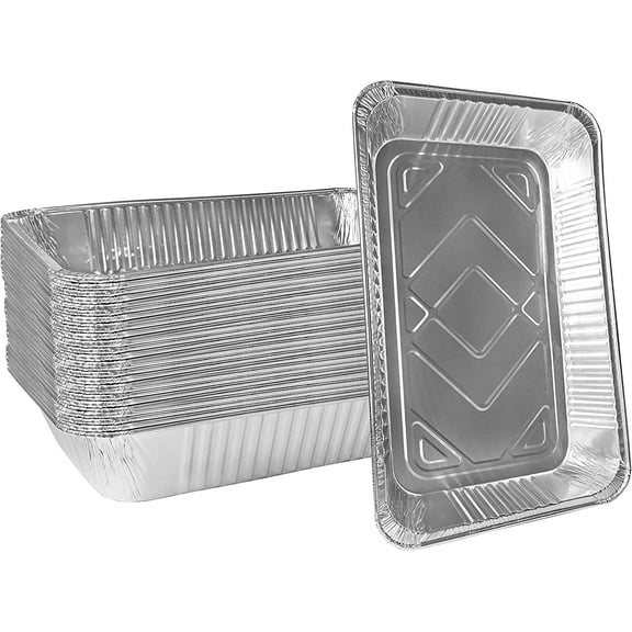 Aluminum Pans 9x13 Disposable Foil Pans Half Size Steam Table Deep Aluminum Trays Heavy Duty - Tin Foil Disposable Pans, Bakeware, Lasagna Pans, Roasting, Food Storing, Catering, Cake, Oven Pan (200)