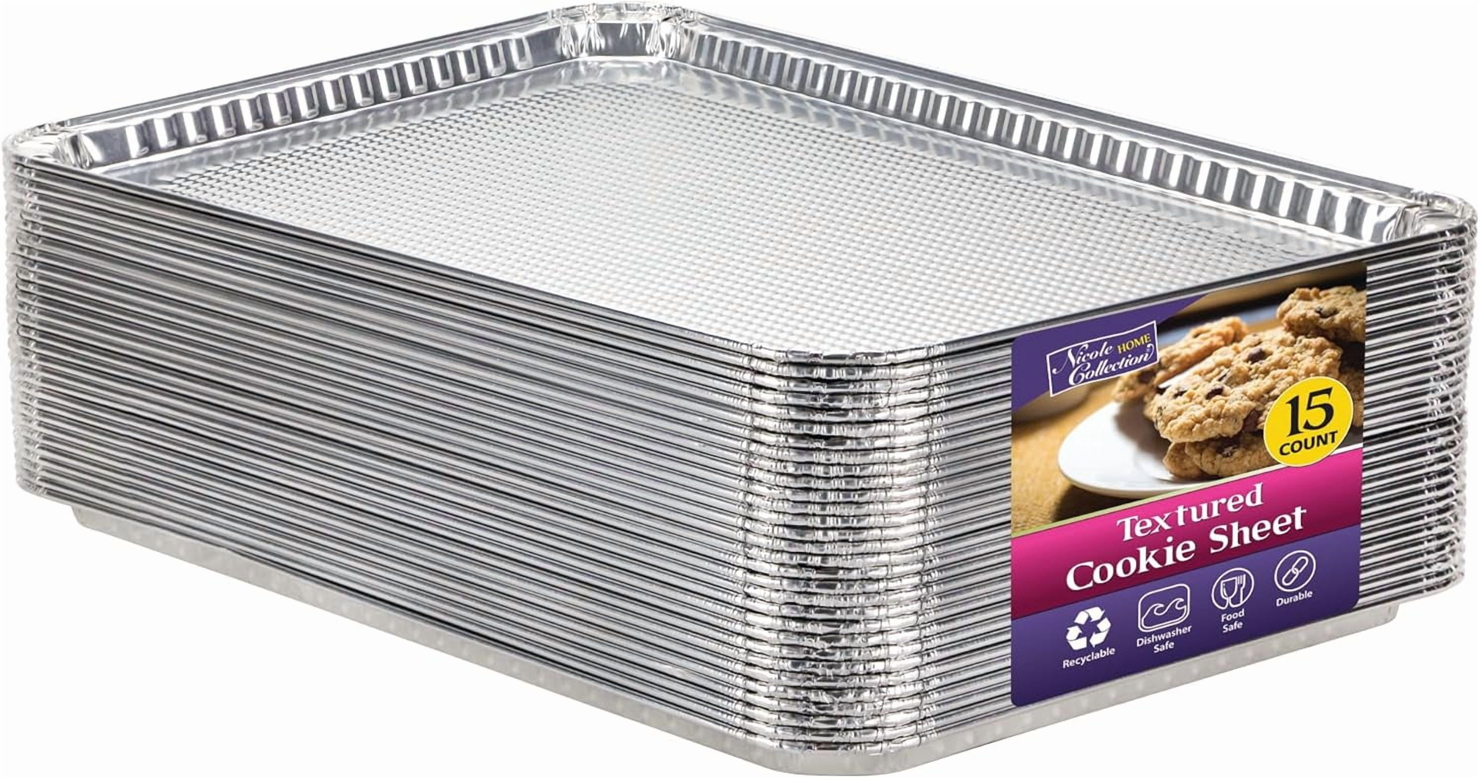 Aluminum Pans Half Size Cookie Sheet 15 Count Durable Nonstick Baking Sheets 17.75" x 12.75" - Sheet Pan, Baking Tray, Cookie Sheets, Foil pans, Foil trays, Sheet Baking Pans