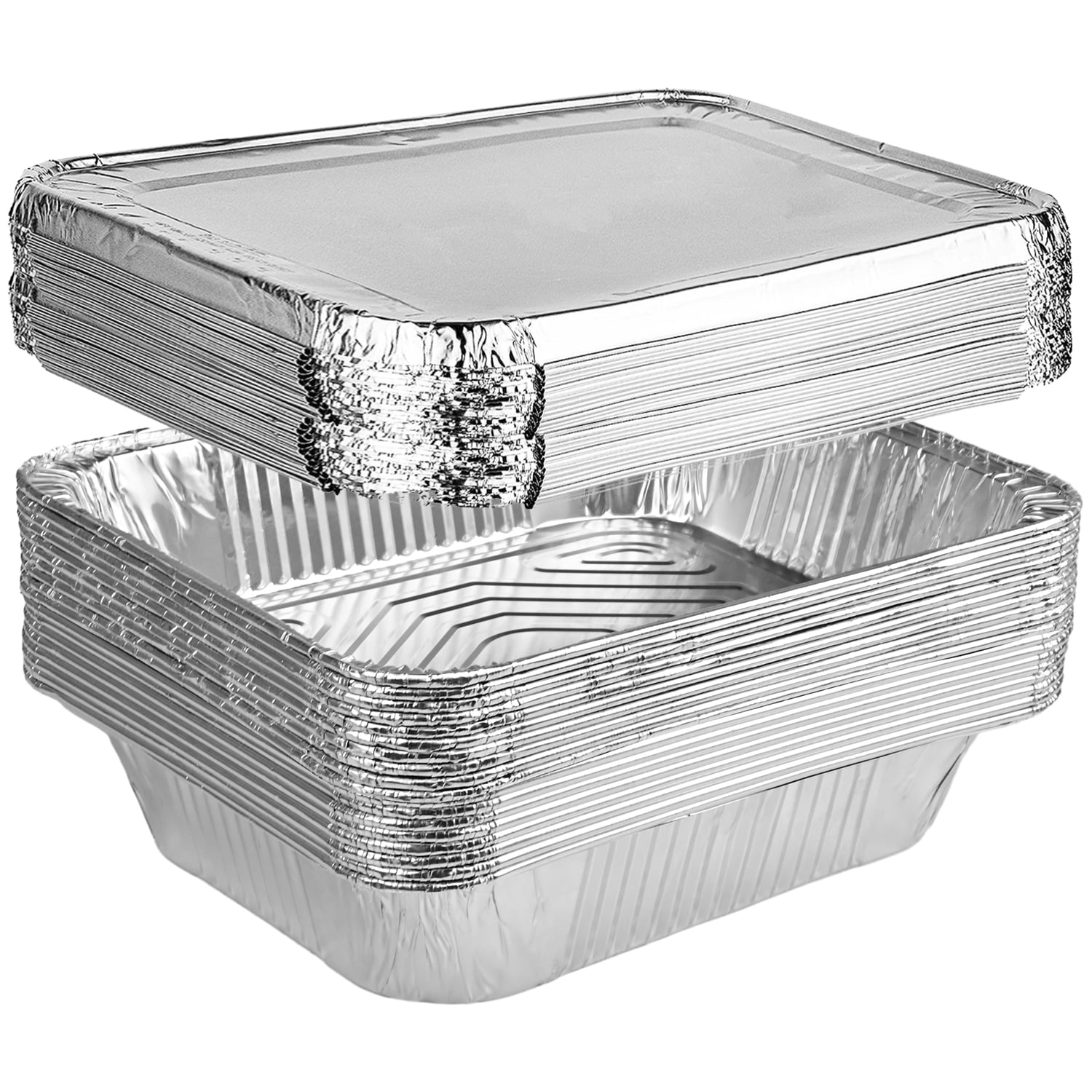 VeZee Full Size Disposable Aluminum Pans Cookie Sheet Baking Pans| Nonstick  Durable Resuable Aluminum Foil Tray with Dome Lids.|5CT