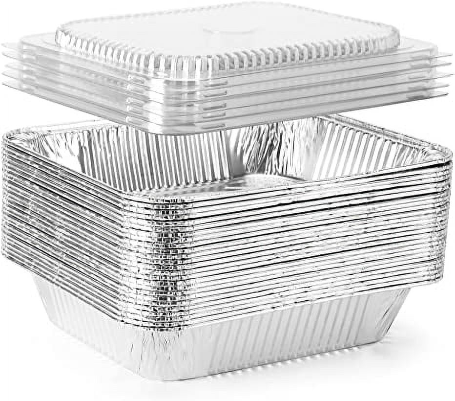 Aluminum Pans Trays with Deep Plastic Lids 50 Pack 3.58 Liter