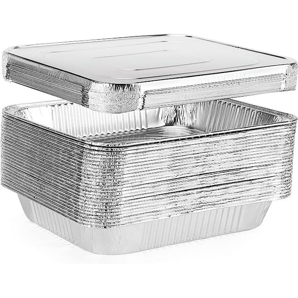 Aluminum Pans Trays with Aluminum Lids 10 Pack Disposable Baking