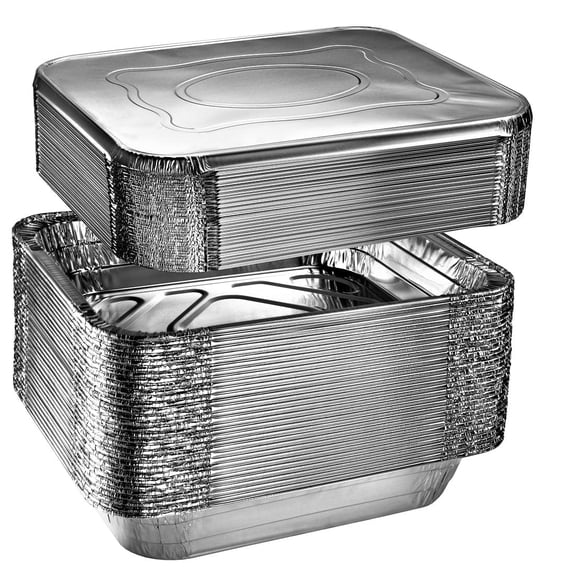 Green Direct Aluminum Pans With Lids 9x13 Disposable Foil Pans With Lids, Half Size Deep Steam Table Pans With Covers, Tin Foil Pans 20 Sets