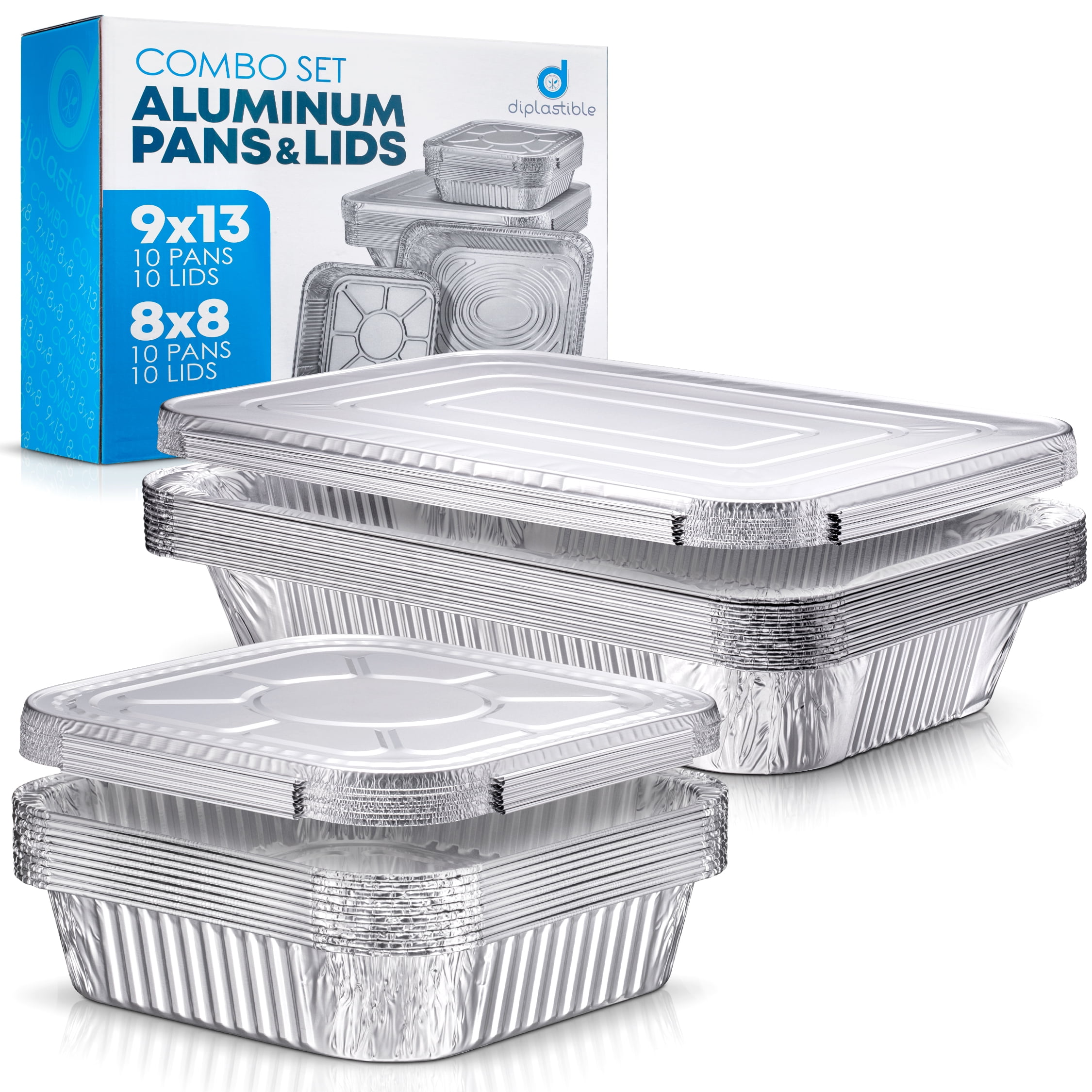 Aluminum Pans With Lids, Disposable Baking and Cake Pan Combo Set of