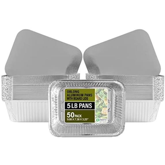 Aluminum Pans with Board Lids Pack 9 x 7 in Disposable Foil Roasting Steam Table Pans for Catering Takeout Meal Prep Oven Safe up to 2C