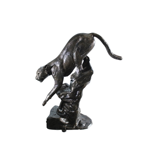 Nifao Aluminum Panther Cugar Climbing Rock Statue with Striking Detail  Outdoor Garden Decor Sculpture, 44"L x 20"W x 50"H