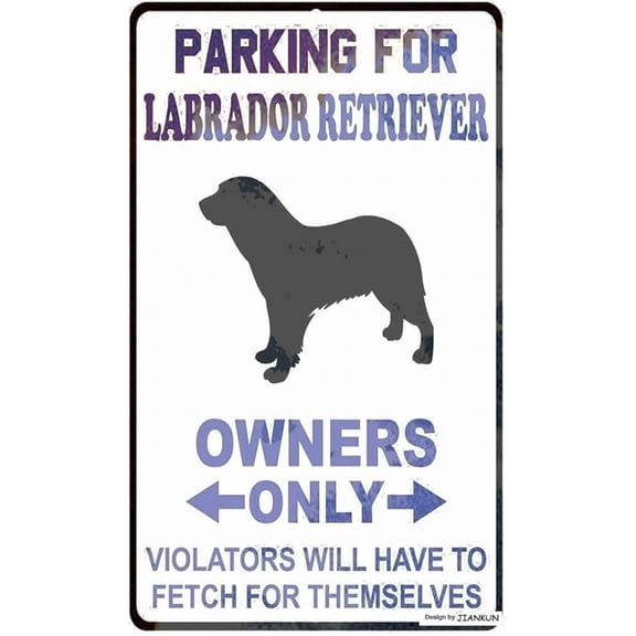 Aluminum Parking for Labrador Retriever Owners Violators Fetch for Themselves 8x12 Inch Wall Plaque Retro Signs