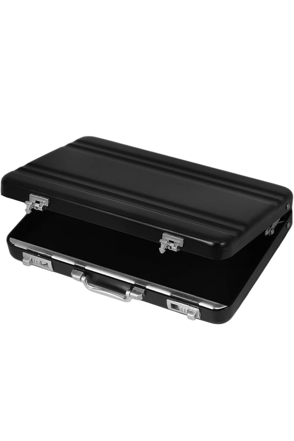 Aluminum Password Briefcase Password Box Mini Suitcase Card Case Gift for Men Woman (Black)