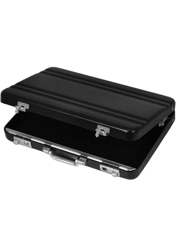 Aluminum Password Briefcase Password Box Mini Suitcase Card Case Gift for Men Woman (Black)