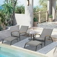 thumbnail image 1 of Aluminum Patio 3 PCS Chaise Lounge Set, Phifertex Sling Fabric Lounge Club Chairs with Ottomans and Round Side Table, 1 of 7