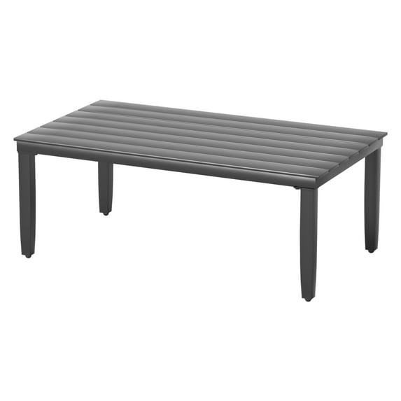 Aluminum Patio Coffee Table Outdoor Furniture Conversation Table Rectangle UV Resistant All Weather Use Waterproof for Poolside Backyard, Gray