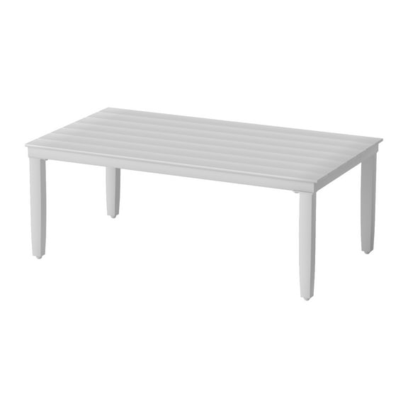 Aluminum Patio Coffee Table Outdoor Furniture Conversation Table Rectangle UV Resistant All Weather Use Waterproof for Poolside Backyard, White
