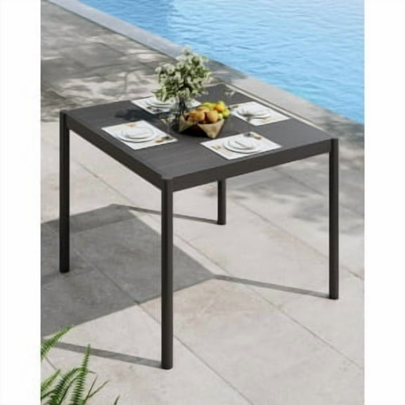 Aluminum Patio Dining Table for 2-4 Person, 34" x 36" Rectangle Outdoor Dining Table with Aluminum Tabletop and Metal Frame for Deck Garden Lawn Backyard, Black