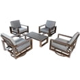 thumbnail image 1 of Aluminum Patio Furniture Set, 5 Pieces Outdoor Patio Sectional Conversation Set with Coffee Table, 4 Padded Cushion Swivel Chair, All-Weather Outdoor Furniture Set for Backyard Balcony - 4 Swivel, 1 of 5